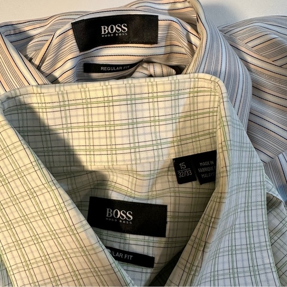 Lot Of Two Hugo Boss Size 15 32/33 Collared Button Up Long Sleeve Dress Shirts - Picture 5 of 7